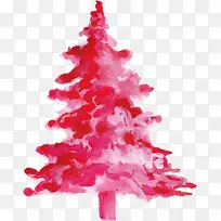 粉红色水彩手绘圣诞树