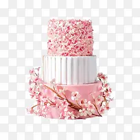 粉色小清新婚礼樱花蛋糕