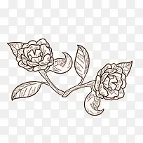 手绘素描玫瑰设计素材