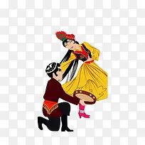 跳舞的维吾尔族男女