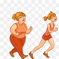 胖美女和瘦美女跑步对比