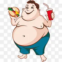卡通人物大肚腩贪吃的胖子