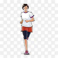 手绘可爱人物插画跑步健身的女孩