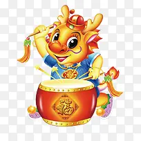 节日小龙敲锣鼓免抠图