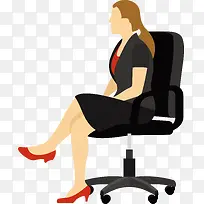 一个商务女士坐在座椅上