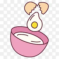 卡通鸡蛋与粉色的碗