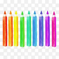一排整齐的彩色画笔