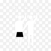 卡通小人挤公交