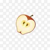 手绘水果苹果半边
