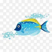 世界海洋日卡通蓝色气泡鱼矢量素