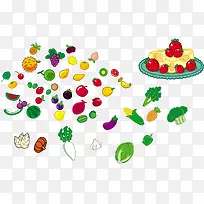 矢量元素可爱的水果和蔬菜