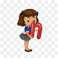 红色N字母的女孩免抠素材