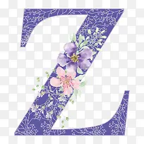 卡通手绘紫色的字母Z