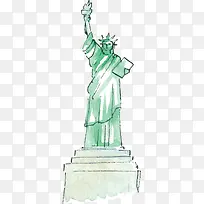 水彩手绘纽约自由女神像