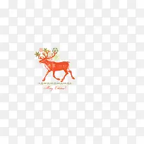 圣诞节节日装饰手绘风格麋鹿矢量