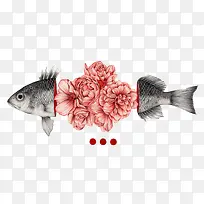 切开长花的鱼创意图案