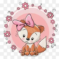 粉色花朵狐狸