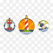 扁平化海洋元素图标