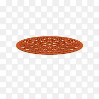 橘色纯色镂空圆形地毯