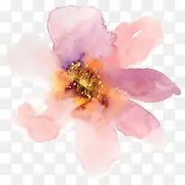 淡粉色水粉彩绘花朵素材