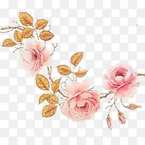 手绘水粉彩色花朵