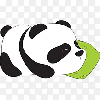 趴在枕头上睡觉的熊猫
