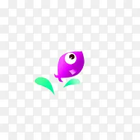 紫色卡通小鱼装饰图案