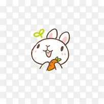 抱着红萝卜的小白兔手绘图