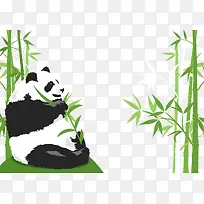 矢量图吃竹子的熊猫