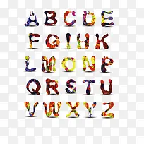 数字字母  彩色墨迹字母