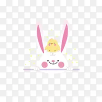 矢量卡通兔子小鸡头像