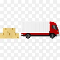 集装箱运货车和纸箱