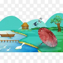 卡通绿色小清新谷雨海报
