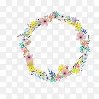 小清新彩色花环矢量图