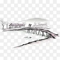 棕色清新小村边框纹理