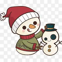 冬天圣诞节两个雪人