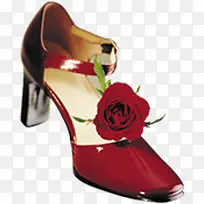 玫瑰花红色高跟鞋七夕