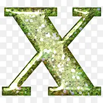 绿色花纹字母X