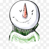 绿色冬日手绘雪人