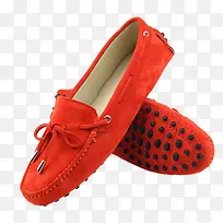 橘红色蝴蝶结单鞋