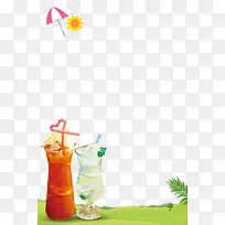 清新夏日特饮品海报创意边框设计