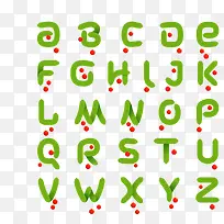 26个绿色松枝字母设计矢量