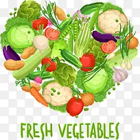 矢量写实蔬菜爱心标签