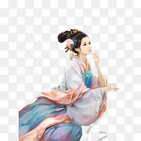 古风美女白衣倾世如歌的女子