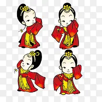 卡通中国风跳舞的新娘