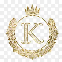 卡通金色花边字母K