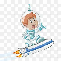 卡通坐着火箭筒的宇航员