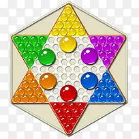 彩色玻璃圆球弹珠跳棋六角星棋盘