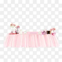 粉色花布游戏桌子