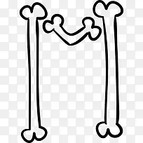 字母M骨骼轮廓图标